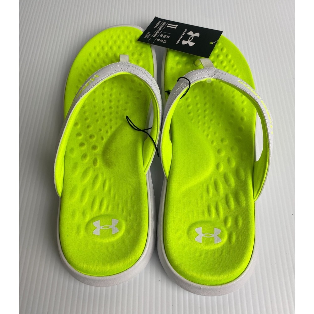 UNDER ARMOUR Ignite Pro Marbella Sandals Women's Yellow/White SIZE 11